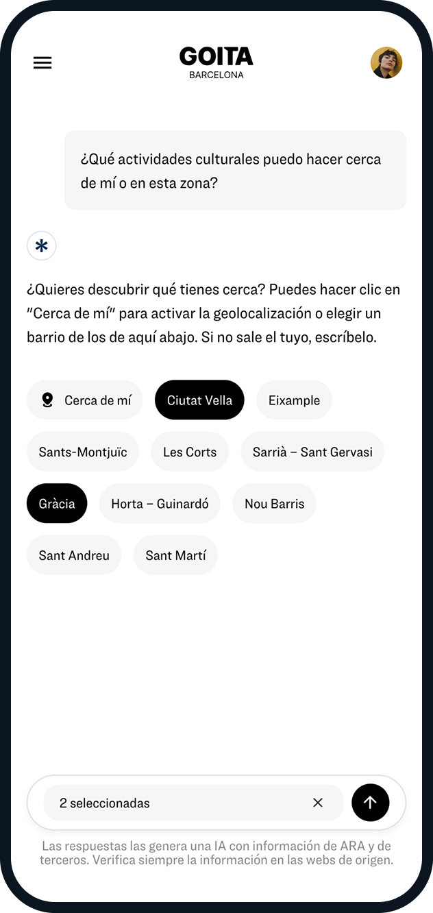Recomendaciones según el barrio y el momento
