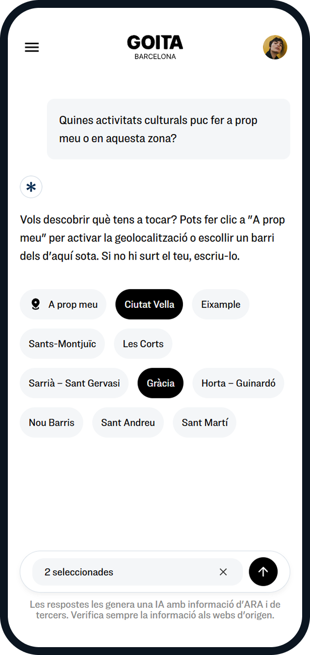 Recomanacions segons barri i moment