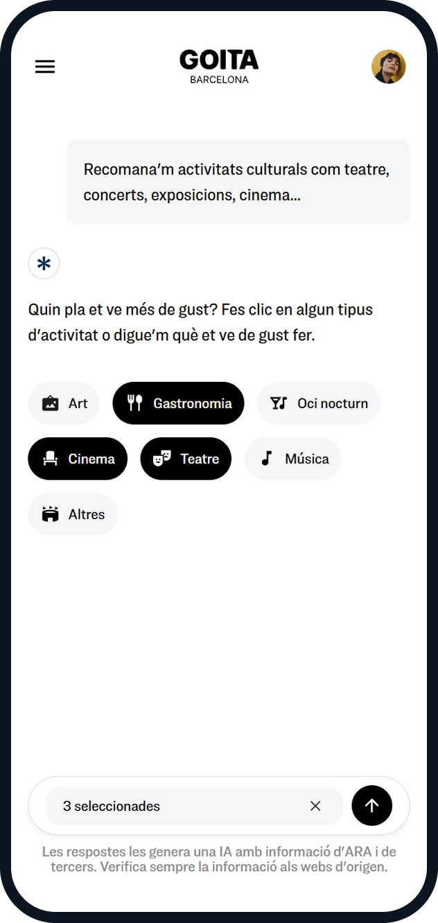 Filtra per interessos i crea el teu pla ideal